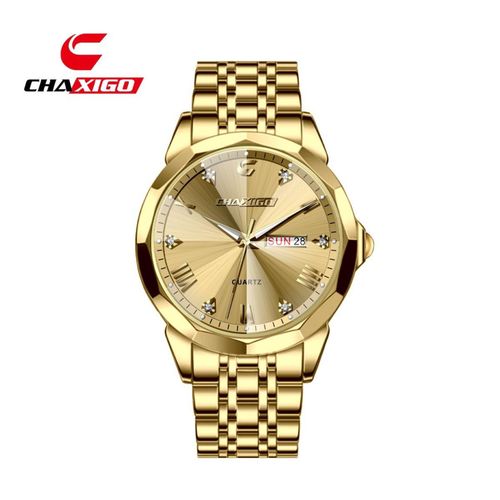 Original Chaxigo 7367 Luxury Day and Date Display Men’s Watch with Quartz Movement Waterproof Construction and Durable Stainless Steel Strap