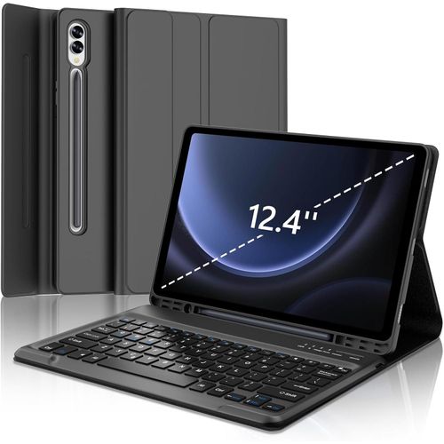Premium Wireless Bluetooth Keyboard Case for Galaxy Tab S10+ Plus 12.4 Inch 2024 (SM-X820/SM-X826B) – 12.4 Inch Slim Magnetic Detachable Keyboard, Auto Sleep/Wake, Built-In S Pen Holder, Black