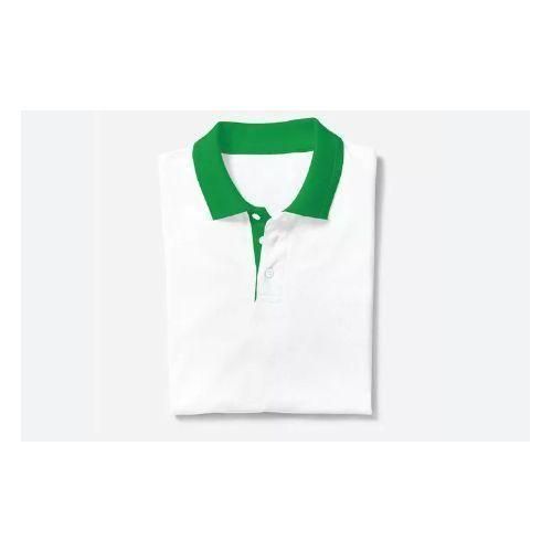 Fashion 100 Heavy Duty Cotton Men Polo Tshirt- White Collar Green