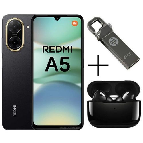 Redmi A5 RAM, 4GB RAM + 64GB ROM , 5200 MAh, Dual Sim - Black + Free Gifts