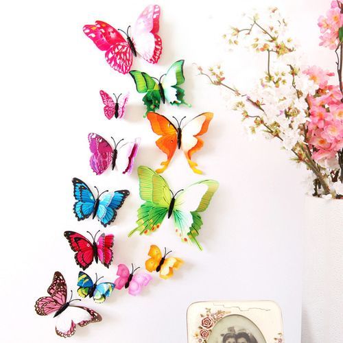 Colorful 3D Butterfly Wall Decorations / Stickers Fridge Sticker