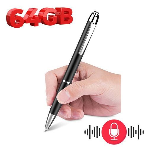 64GB Spy Voice Recorder Pen & MP3 Player Digital Noise Reduction Intelligent Power Detection V85 Sound Recording Writing Dictaphone Interview Lecture Meeting Class