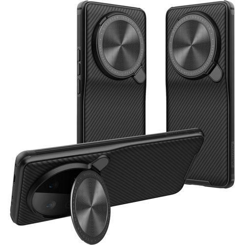 Nilkin Mi 14 Ultra, Camera Lens Privacy Protection Folding Kickstand Holder, Soft TPU Bumper Hard PC Back Cover Corners Shockproof Airbag (Black)