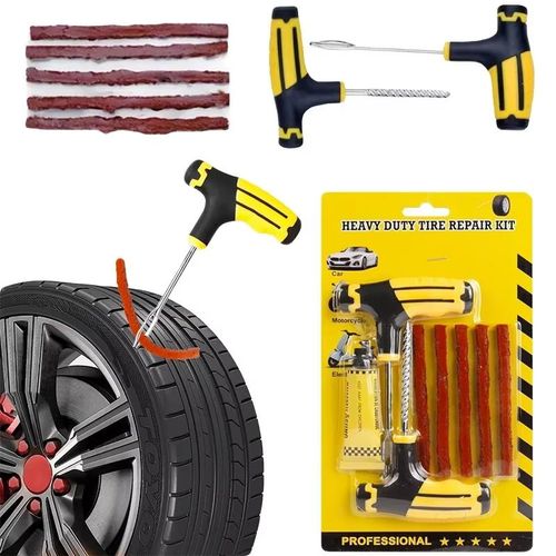 9-Piece Car Tyre Puncture Repair Kit Tubeless T-Handle Plug Tool Set with Rubber Strips