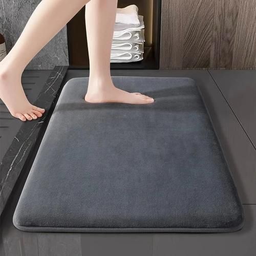 Bathroom absorbent floor mat, coral fleece anti slip foot mat, bathroom door quick drying mat - dark gray