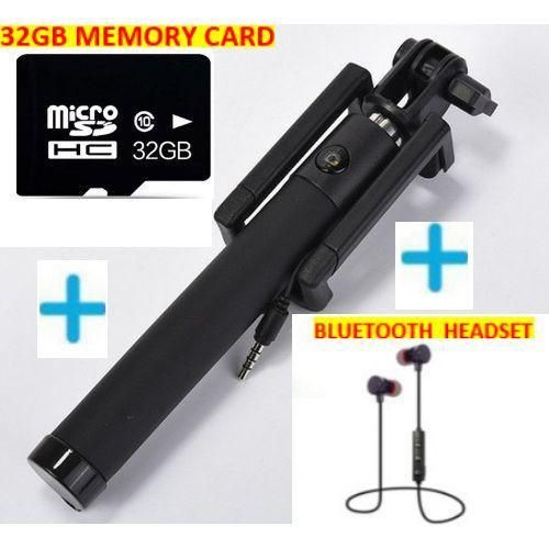 Selfie Stick 32GB Memory Card Bluetooth Headset