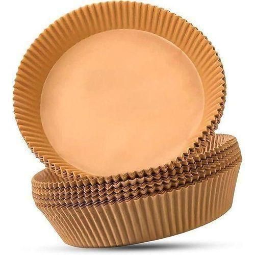 50 Pcs Air Fryer Paper Liners Non-stick Oil Resistant Air Fryer Parchment Paper Liners Air Fryer Liners Disposable Round Sheets Airfryer Liners-Brown