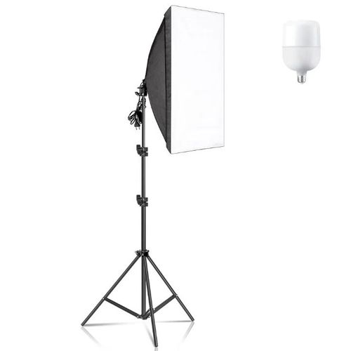 Foldable 50 by 70 cm for soft box with 2.1 tripod stand and LED corn bulb lighting photography accessories for photo studio.