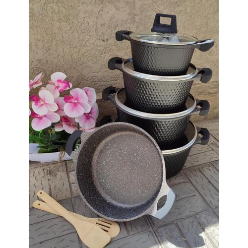 12pcs Non Stick Granite Cook Ware With Rubber Handles