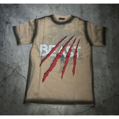 Sharp Boys Graphic T-Shirt Wolverine Claws Men Streetwear BEAST MODE Active - Beige