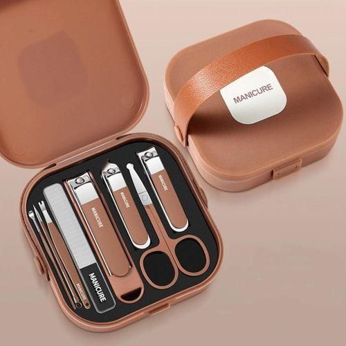 TOUPHY Portable 8-Piece Manicure Set, Durable Nail Care Tools Organized in Handheld Storage Case for Home and Travel Use
