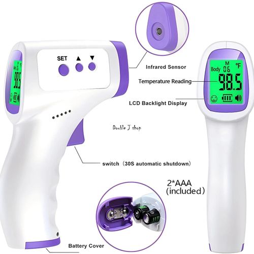 Non-Contact Digital Forehead Thermometer Infrared Body Temperature Scanner with LCD Display for Infants Adults Elderly