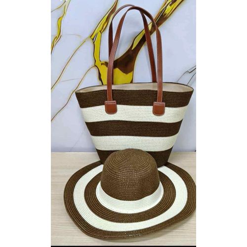 Matching straw summer bag+cap