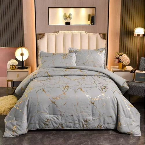 Gold Marble texture Foil style Duvet cover Set Size:6*6/6*7
