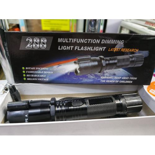 288 Type LED Flashlight with Shock, Stun & Laser Pointer Features Torch