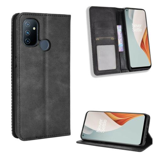 Wallet Black Retro Leather Flip All-Round Protection Cover Case for OnePlus Nord N100 (Nord N 100)