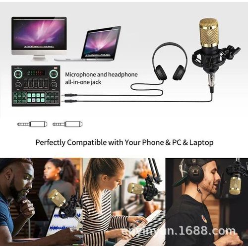 BM800 with V9 Sound Card for Broadcast, Vlog, Music, and Performance