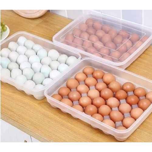 34pcs Egg Organizer Tray with Lid Stackable Egg Holder Container for Refrigerator