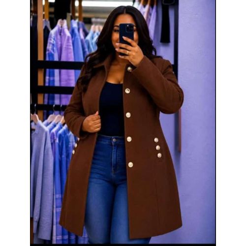 Executive women plus size trench coats-Brown colour