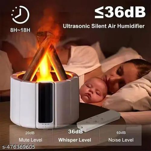 BONFIRE HUMIDIFIER 280ml Tank with Remote Control, Adjustable Light & Color, Fire Flame Effect, Pulse Timing, Ultrasonic Aroma Diffuser for Home, Bedroom, Office Comfort and Ambiance