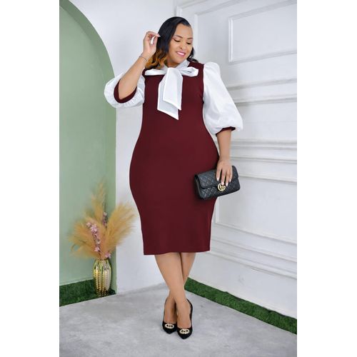 Maroon and white official dress