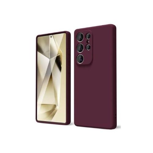 Soft Flexible Silicone Case for Samsung Galaxy S25 Ultra Shockproof Anti-Scratch Slim TPU Protective Back Cover Maroon