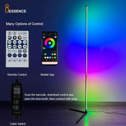 Stylish RGB Corner Lamp with Smart App Control and Remote, Color Changing with Music Sync, Perfect for Bedrooms, Living Rooms, and Home Theaters