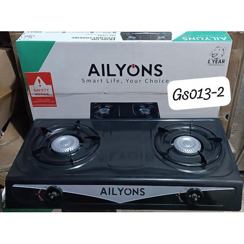 table top metallic two-burner cooker