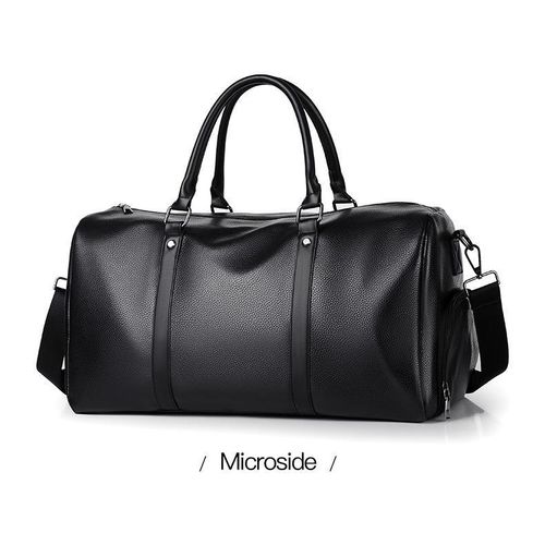 Retro Fashion Travel Duffel Bag Large Capacity PU Leather Waterproof Weekend Sports Gym Bag with Shoe Compartment for Men Women Outdoor Motorcycle Training 44x33x21cm