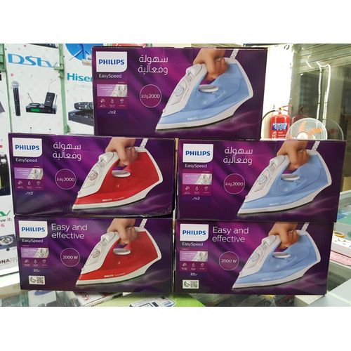 Steam Iron 2000W Easy Speed High Quality Self Calc Cleaning Non Stick Base Original Made in Egypt 2yr Warranty Red - GC/1742