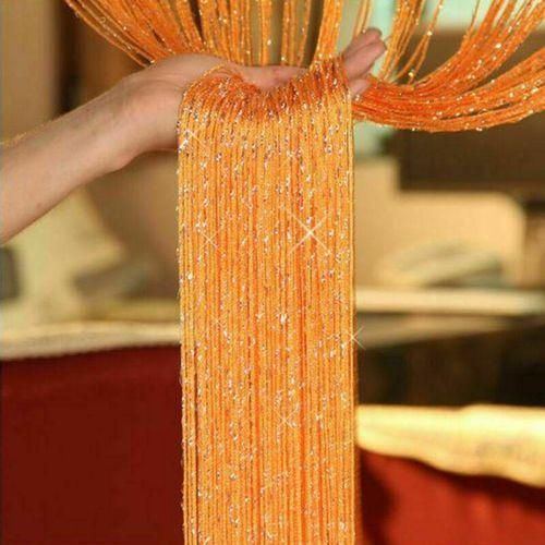 Orange String Door Curtain Suitable For Salon,Kinyozi,Wall Panel Fringe Window Room Divider Blind, Home Patio Bedroom Decorative Tassel Screen Ribbon For Wedding Coffee House