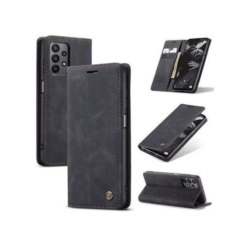 Phone Case For Wallet Retro Black Suede Leather Flip Case For Samsung Galaxy A23