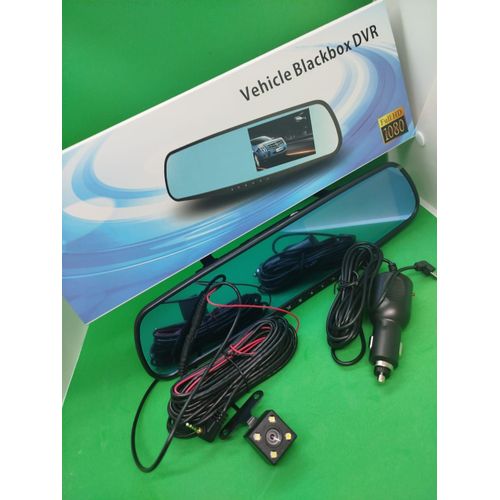 Full HD Car BlackBox DVR 4.3-Inch Mirror Dash Camera with Dual Lens & Rear Camera Backup System