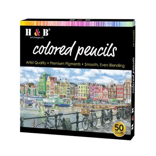 HB 50Pc Oil Colored Pencils Set Pre-Sharpened Color