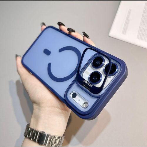 Premium Magnetic Case with Camera Lens Protection, Kickstand, and MagSafe Compatibility – Clear Acrylic & TPU Hybrid Cover for iPhone 17 Air – Stylish Deep Metallic Blue Edition