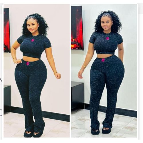 Stylish & Elegant Trendy Women’s Stretchy Two-Piece Lounge & Casual Set with Matching Crop Top and Hipster Style Wide Base Pants