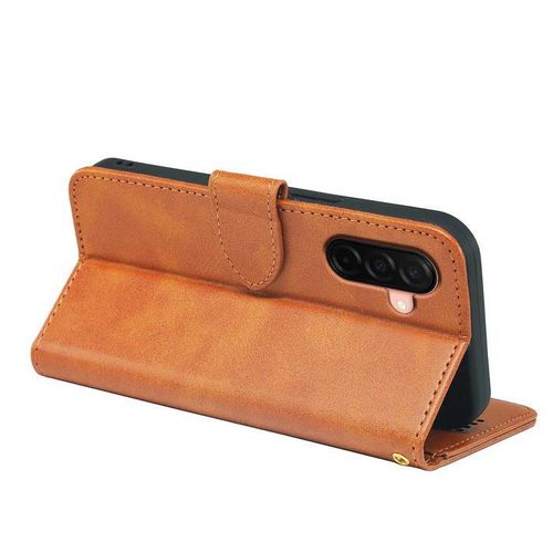 Samsung Galaxy A56 Executive Leather Wallet Flip Cover – Magnetic Stand Shockproof Case - Light Brown