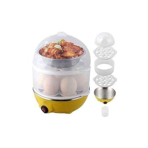 Double Layer Egg Boiler Egg Vegetable/Corn Steamer 14eggs - Yellow