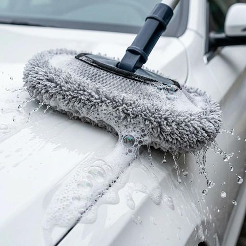 Fast and Efficient Precision Cleaning Long Handle Car Wash Cleaning Mop Brush with detachable Soft microfiber Head