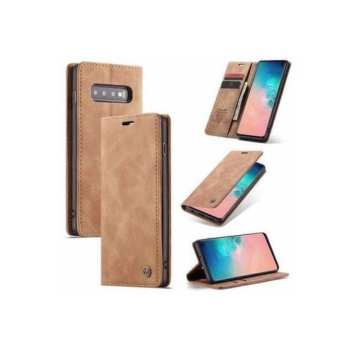 Brown Soft Leather Wallet Flip Cover Case For Samsung Galaxy S10