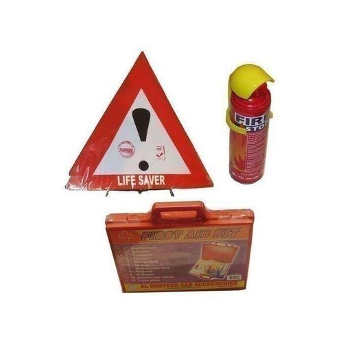 Warning Triangles Sign Life Saver Pair ReflectorFire Extinguisher First Aid Kit Road Safety Emergency Compliance Kit Set