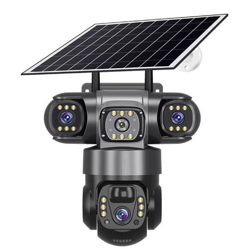 Solar CCTV Camera 3 Lens WiFi – 12MP HD Outdoor Security Camera – Triple Lens PTZ Surveillance Camera – AI Human Detection – Color Night Vision – Two-Way Audio – Remote Viewing – Solar Powered – IP66 Waterproof
