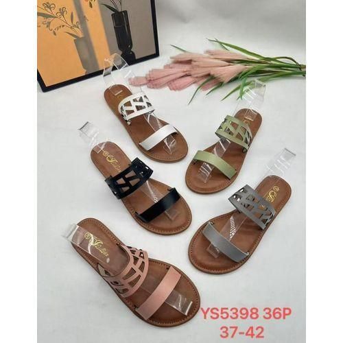 Fancy Pattern Leather Slides Flat Shoes Sandals