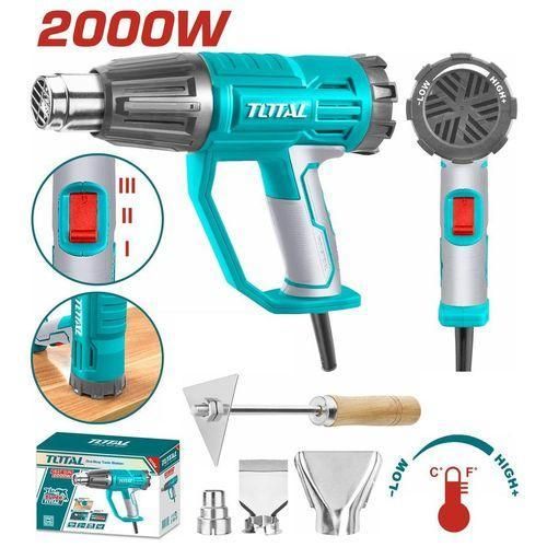 Share this product TOTAL HEAT GUN - Hot Air Gun Kit 2000W + Free Nozzle Accessories Premium Heavy Duty Variable Temperature Adjustment Rotating Dial Industrial Heat Gun.