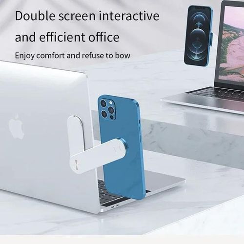 Magnetic Laptop Side Mount Phone Holder Dual Screen Expansion Bracket, Adjustable Aluminum Alloy Laptop Screen Connector Support for Phone and Tablet