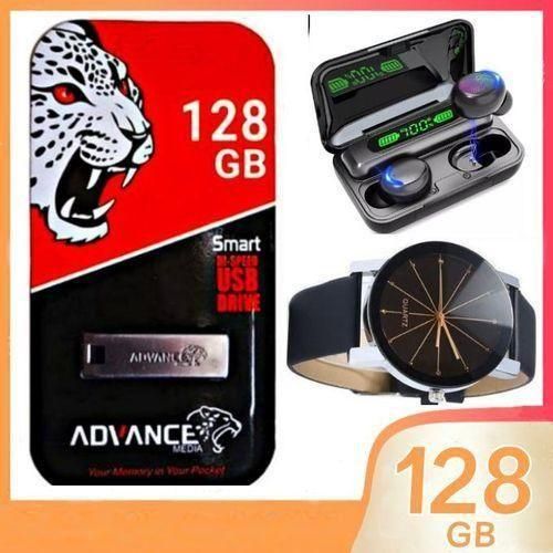 Advance 128 GB FLASH // USB Exceptional Compact High Speed 128GB Flash Disk+Free Earbuds & Watch
