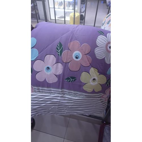 Duvet Set – Executive 4x6 Cotton Bedding – White Background with Multicolored Floral Pattern (Orange, Yellow, Teal, Pink, Green, Blue)