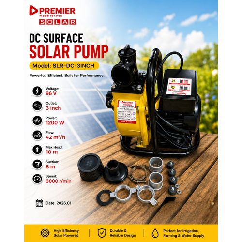 DC Solar Surface Pump 3 Inch High Flow Water Pump for Irrigation Applications