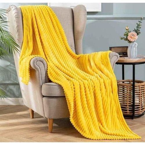 Fleece Yellow PinkWhite Blue Grey Premium Velvet Ripped Line Striped Cuddle Blanket Super Soft Cozy Warm Throw Blanket