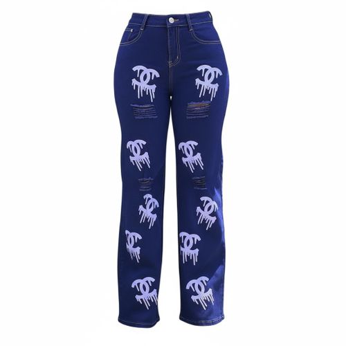 Drip Logo Print Mummy Jeans 3381